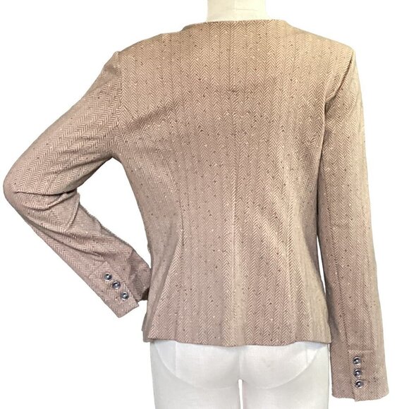 CABI Penny Blazer Tan Herringbone Fleck 3170 Lady Jacket Quiet Luxury Sz M #166i - Picture 8 of 12